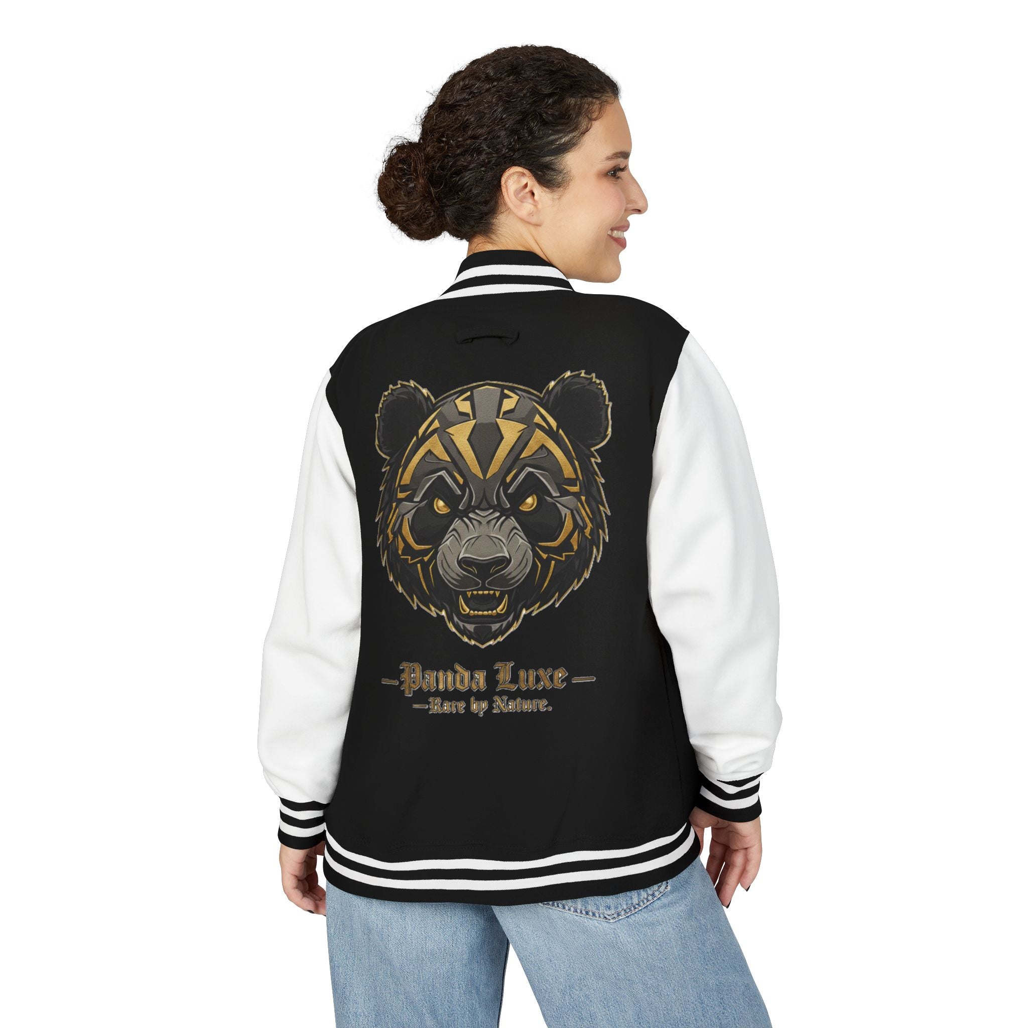 Panda Luxe Letterman Jacket — Gold Bear Varsity