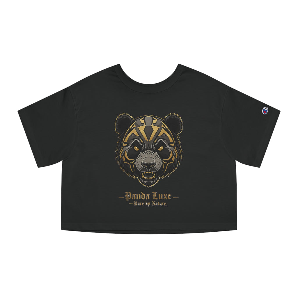 Panda Luxe Cropped Tee — Bold Tribal Panda Graphic